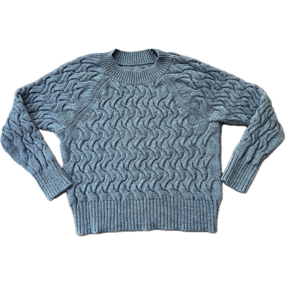 Gap Fisherman's Sweater Women's Size M Marked Navy Cotton Preppy Cable Knit